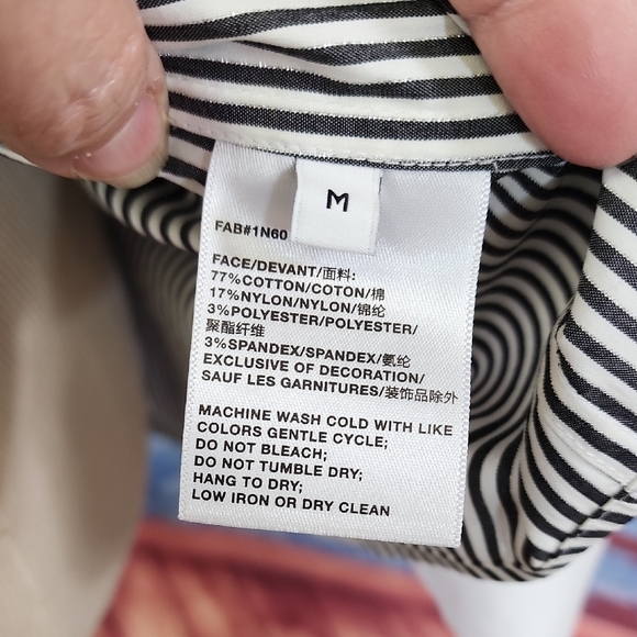 Lafayette 148 New York Black and White Striped Dress Shirt - Picture 6 of 6